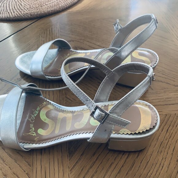 SAM EDELMAN CIRCUS Silver Ankle Strap 2 Inch Heel Holiday Perfect NW/O TAGS - Picture 3 of 6